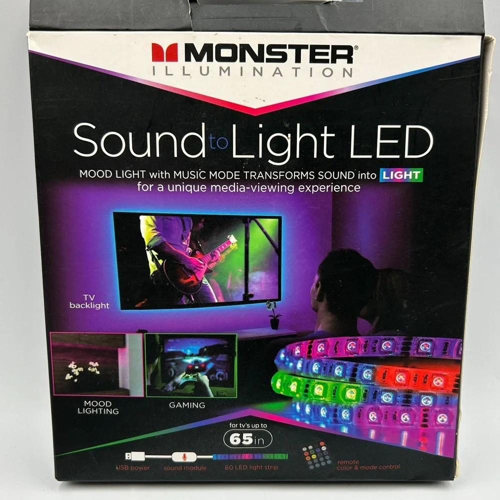 Monster Illumination Sound To Light LED Color Changing‎ Strip Light Sound Sync